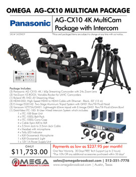 Panasonic AG-CX10 4K MultiCam Package with Intercom