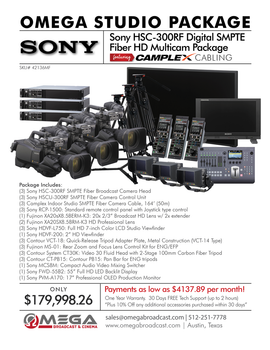 Sony HSC-300RF Digital SMPTE Fiber HD Multicam Package