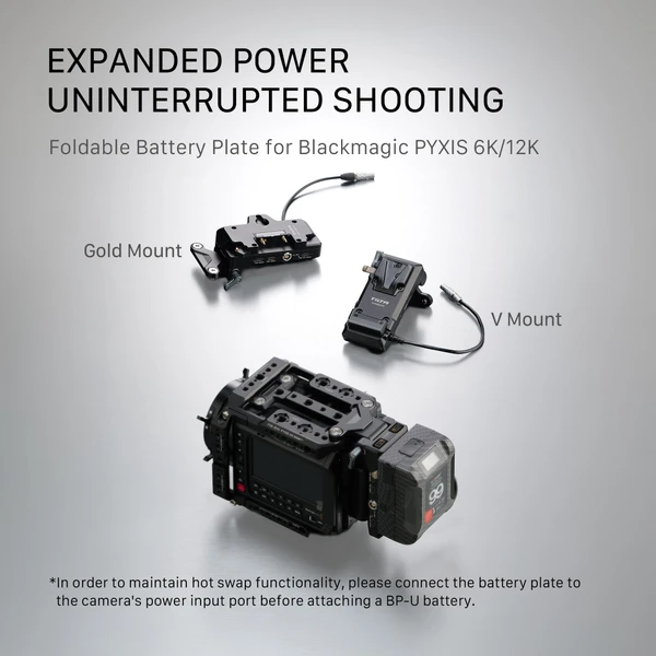 Tilta Foldable Battery Plate for Blackmagic PYXIS 6K/12K - V Mount