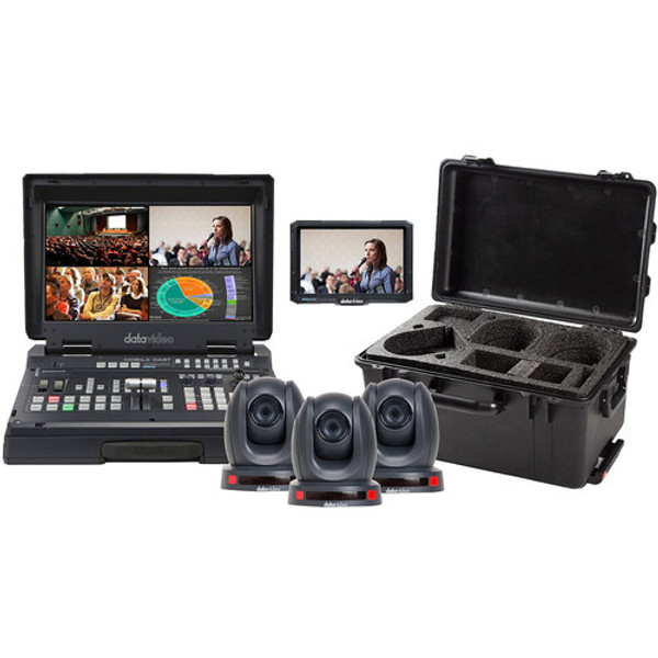 Datavideo HS-1600T MKII Mobile Studio Kit with TLM-700K, 3 x PTC-140T, & Hard Rolling Case