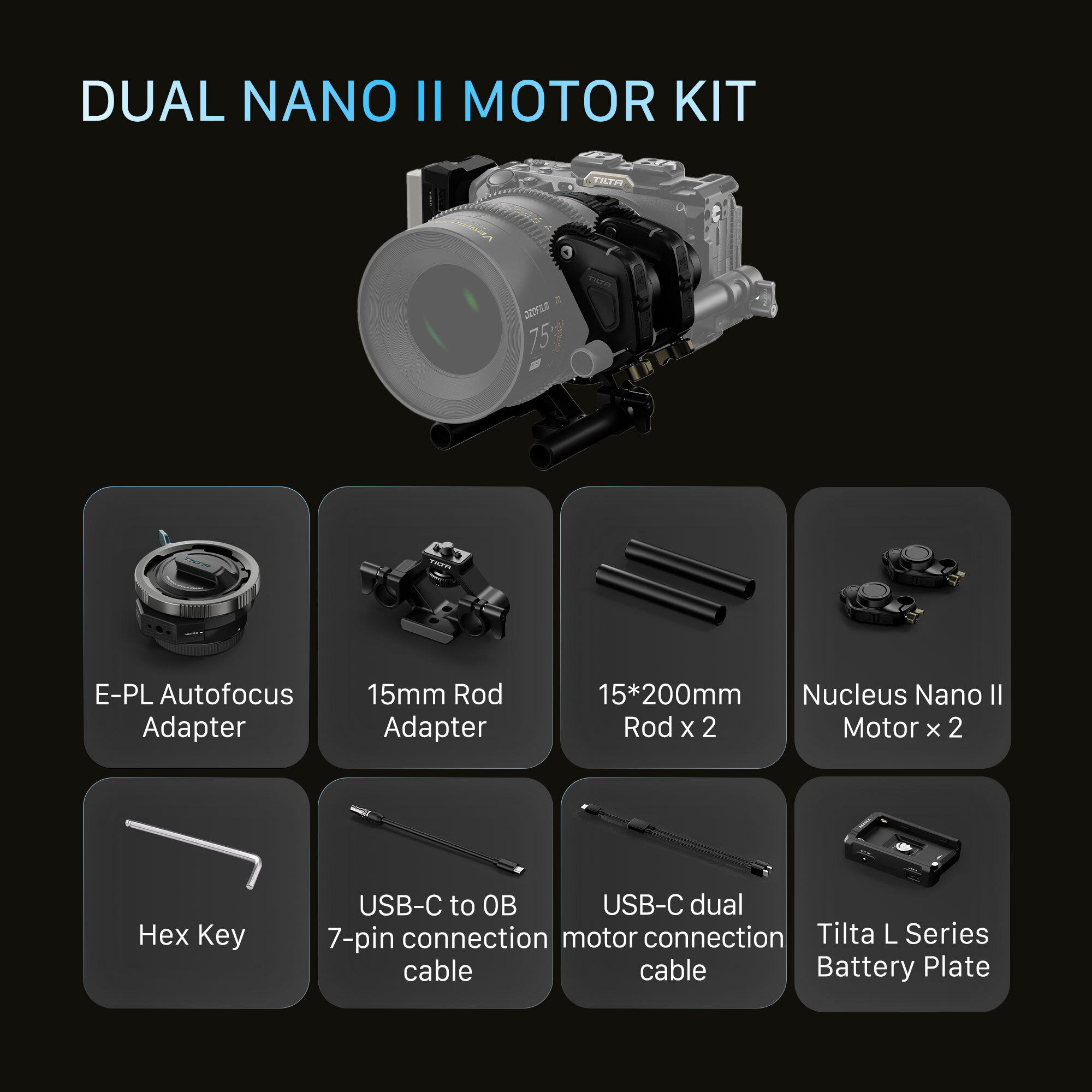 Nucleus Auto Focus Adapter Dual Nano II Motor Kit (E to PL)