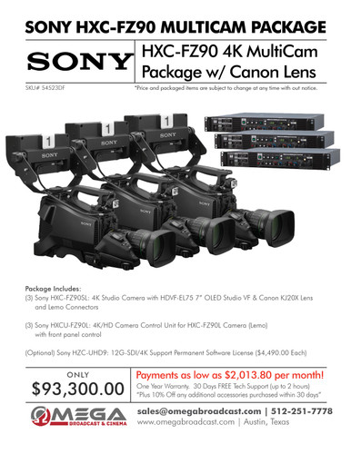 Sony HXC-FZ90 4K Multicam Studio Package w/Canon 20x Lens - Omega
