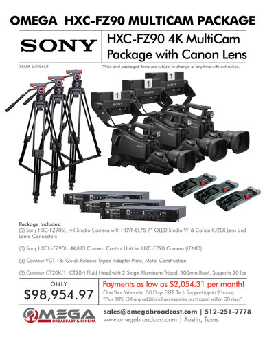 Sony HXC-FZ90 4K/HD MultiCam Package with Canon Lens (57956DF)
