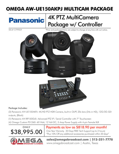 Panasonic AW-UE150AKPJ 4K PTZ MultiCam Package with Controller