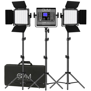 GVM 800D-RGB-3L LED Studio 3-Video Light Kit