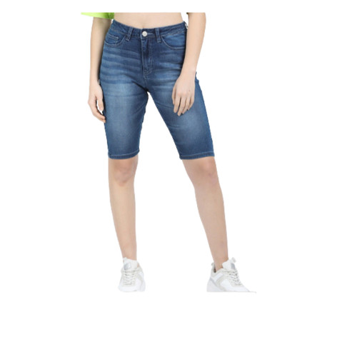 Women Blue Washed Denim Shorts