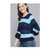 Women Navy Blue Striped Pullover