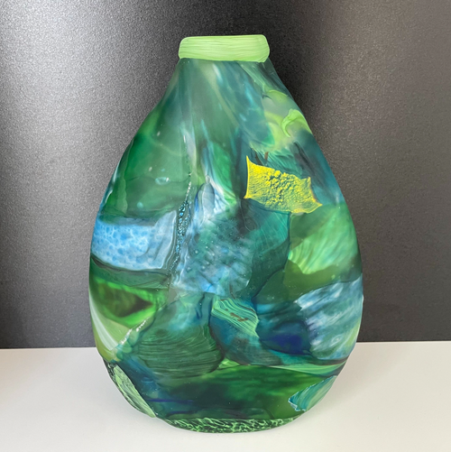 Brian Frus - Glass Landscape Vase in Green