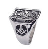 Freemason Ring / Masonic Ring Bent Rectangle Mason Design - Enamel & Steel Band