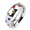 A Scattered Full Rainbow Ring - LGBT Gay and Lesbian Pride Ring w/ CZ Stones  gay men ring, gay ring, rainbow rings, gay pride rings, pride rings, pride rings, LGBTQ ring, LGBT rings, pride jewelry,  pride jewellery, gay jewellery, gay flag ring, pride ring,  lesbian pride rings, lesbian jewelry,
