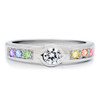 Unique Backset Stone Rainbow Gem Ring - LGBT Steel Lesbian Pride Engagement Wedding Ring