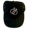 Black Baseball Cap with Double Mars Gay Male Symbols and Mini Heart - LGBT Gay Men's Pride Hat. Gay Pride Clothing & Apparel