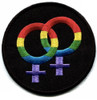 Black and Rainbow Round Double Female Lesbian Patch - LGBT Lesbian - Apparel Accessories , lesbian clothes, lesbian clothing, pride gear, LGBTQ patches,  lesbian gift,  gay pride clothing,
gay fashion,
pride accessories,

pride merch,