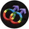 Black and Rainbow Round Double Male Gay Patch - LGBT Gay Apparel Accessories , LGBTQ patches, gay accessories, gay clothes, gay clothing, gay pride store,  
pride merchandise,

pride clothing,
pride clothes,
pride apparel,
gay pride apparel,
gay apparel,
pride gear,