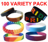 100 Pack - Various Bracelet Wristlet - LGBT Wristbands (Random Styles). Bulk Pack. wholesale gay pride 