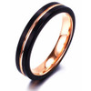 Women's Tungsten Wedding Band (4mm). Black Matte Finish with Rose Gold Tungsten Carbide Ring.