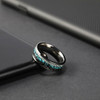 Women's Titanium Wedding Band (6mm). Silver and Tri Color - Titanium Ring with Turquoise and Double Inspire Meteorite Inlay. Comfort Fit Light Weight