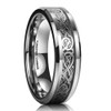 Women's Tungsten Wedding Band (6mm). Celtic Wedding Band Silver with Black and Silver Resin Inlay. Celtic Knot Tungsten Carbide Ring