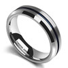 Unisex or Women's Tungsten Wedding Band (6mm). Silver and Blue Tone Matte Finish Tungsten Carbide Ring. Beveled Edges