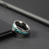 Men's Titanium Wedding Bands (8mm). Silver and Tri Color - Titanium Ring with Turquoise and Double Inspired Meteorite Inlay. Comfort Fit Light Weight