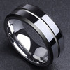 Men's Tungsten Wedding Band (8mm). Black Polished Finish with Silver Tone Edges. Tungsten Carbide Ring. Flat Top - Beveled Edges