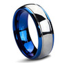 Men's Tungsten Wedding Band (8mm). Blue and Silver Dome Gunmetal Bridal Ring. Tungsten Carbide Wedding Ring. Mens Jewelry