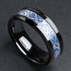 Men's Tungsten Wedding Band (8mm). Celtic Mens Wedding bands Black with Silver and Blue Resin Inlay. Celtic Knot Tungsten Carbide Ring