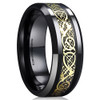 Men's Tungsten Wedding Band (8mm). Celtic Wedding Band Black with Gold Resin Inlay. Celtic Knot Tungsten Carbide Ring