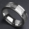 Men's Tungsten Wedding Band (8mm). Celtic Wedding Bands. Silver Ring with Silver and Black Resin Inlay Celtic Knot. Tungsten Carbide Ring