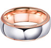 Women's or Men's Tungsten Wedding Band (8mm). Rose Gold and Silver Dome Gunmetal Bridal Ring. Tungsten Carbide Wedding Ring. Mens Jewelry