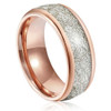 Women's or Men's Tungsten Wedding Band (8mm). Rose Gold Inspired Meteorite Tungsten Carbide Ring. Comfort Fit