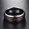 Unisex or Men's Tungsten Wedding Bands (8mm). Silver Tone Multi Color Wood and Rainbow Abalone Shell Inlay Ring (Organic colors)