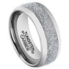 Women's or Men's Tungsten Wedding Band (8mm). Silver Tone Ring with Inspired Meteorite. Domed Top Tungsten Carbide Comfort Fit.