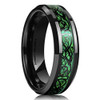 Women's Tungsten Wedding Band (6mm). Black and Green Womens Celtic Wedding Band. Black Resin Inlay Hunter Green Celtic Knot Tungsten Carbide Ring