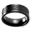 Men's Fishing Ring / Fisherman's Wedding Band (8mm). Black Titanium Band with Embossed Fish Hooks. Wedding Band Comfort Fit Ring