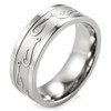 Men's Fishing Ring / Fisherman's Wedding Band (8mm). Silver Titanium Band with Embossed Fish Hooks. Wedding Band Comfort Fit Ring 