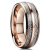 Women's or Men's Tungsten Wedding Band (8mm). Rose Gold Double Line Inspired Meteorite Domed Tungsten Carbide Ring. Comfort Fit 