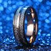 Women's or Men's Tungsten Wedding Band (8mm). Rose Gold Double Line Inspired Meteorite Domed Tungsten Carbide Ring. Comfort Fit 