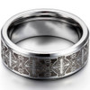  Unisex or Men's Tungsten Wedding Band (8mm). Silver with Laser Etched Celtic Crosses and Beveled Edge