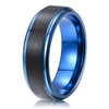 Men's Tungsten Wedding Bands (8mm). Black and Blue Tungsten Ring. Inside High Polish. Comfort Fit