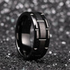 Men's Tungsten Wedding Band (8mm). Black Tone Brick Pattern Tungsten Wedding Band Ring Comfort Fit