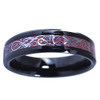 Women's Wedding Band (6mm). Celtic Wedding Bands. Black with Red Resin Inlay Celtic Knot Tungsten Carbide Ring