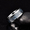 Men's Tungsten Wedding Band (8mm). Wedding Band Sky Blue Carbon Fiber Inlay Silver Band with Silver Mechanical Gears. Tungsten Carbide Ring