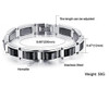 8.5" inch - Steel Bracelet Mens - Duo Tone - Black and Silver - Magnetic Mens Stainless Steel Bracelets