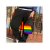 rainbow book bag, rainbow purse, gay flag logo, pride merch, gay apparel, gay accessories