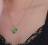 Peridot Green Heart Crystal (Rose Gold) Pendant with 18" Chain Necklace -  Gift for Her - Heart Pendant for Women. Color: August Birthstone Crystal