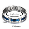 8.5" Inch - Blue and Silver Titanium Magnetic Bracelet For Men or Unisex  - High Polish and Matte Blue and Silver Link Design