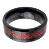 Men's Tungsten Wedding Band (8mm). Celtic Wedding Bands Black Inlay Red Celtic Knot Tungsten Carbide Ring