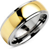 Men's Tungsten Wedding Band (8mm). Yellow Gold and Silver Dome Gunmetal Bridal Ring. Tungsten Carbide Wedding Ring. Mens Jewelry