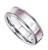 Women's Mother of Pearl Inlay Ring (Pink and White Shell Organic colors). Titanium Steel Ring Band - Ultra Light Weight